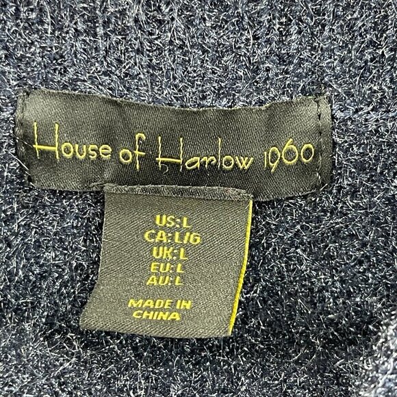 House of Harlow 1960 Navy Blue Fuzzy Knit Sweater Tank Top Cami Top - Picture 4 of 8